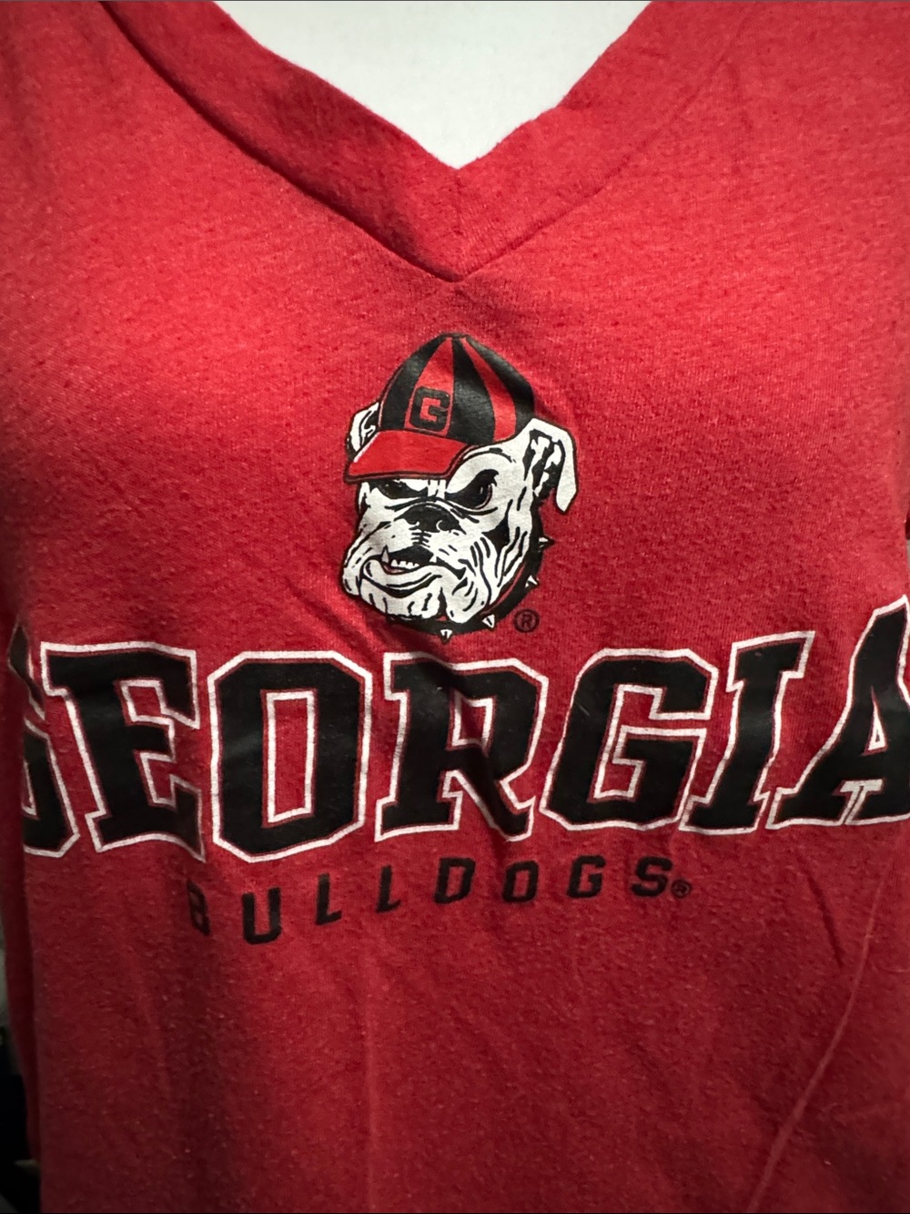 Champion Red Georgia Bulldogs V-Neck Tee - Picture 3 of 4